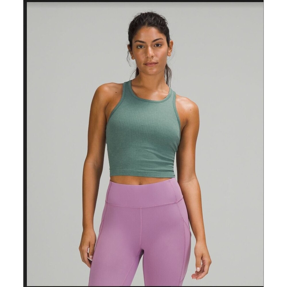Lululemon Ebb to Street Cropped Racerback Tank Tidewater Teal Green 8